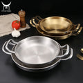 Customized Stainless Steel Mini Troop Pot Paella Pan With Double Handles Korean Style for Boiling Seafood Ramen Soup