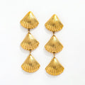 New Dainty Geometric Three Shell Tassel Stud Earring for Women 18k Gold Plated Stainless Steel Jewelry