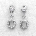 Sterling Silver 5*6/5*7/6*7mm Semi Mount Stud Earring Empty Support Blank Setting S925 Base Without Center Stone for DIY Inlay