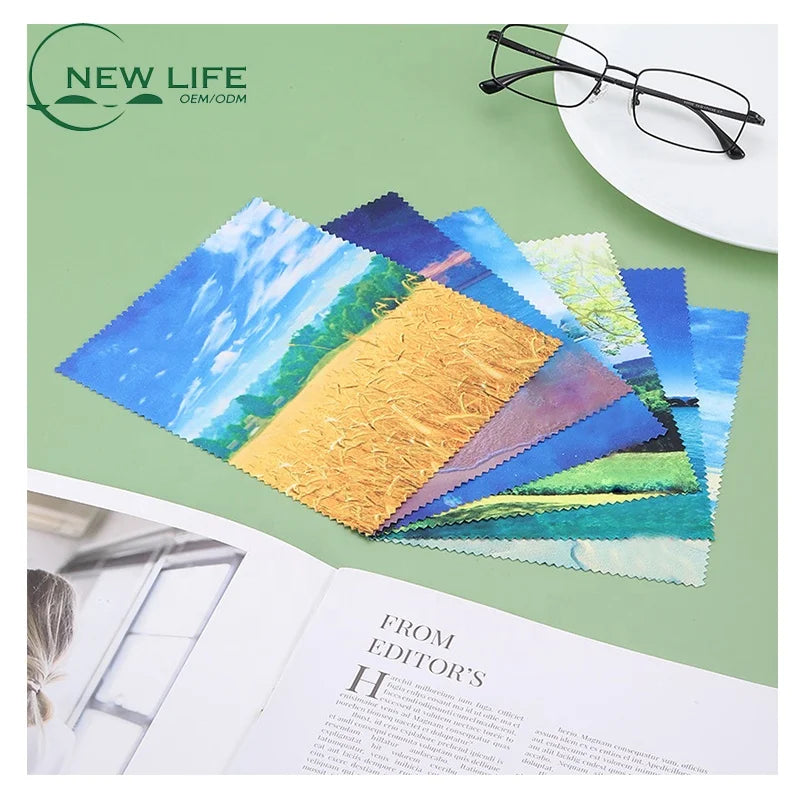 Custom Microfiber Eyeglass Lens Cleaning Cloth with Digital Printing Logo Polishing and Microfiber Cloth