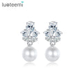 LUOTEEMI Earing Woman Cubic Zirconia Lady Fashion Zircon Statement 2026 Jewelry New Hot Pearl Drop Earrings