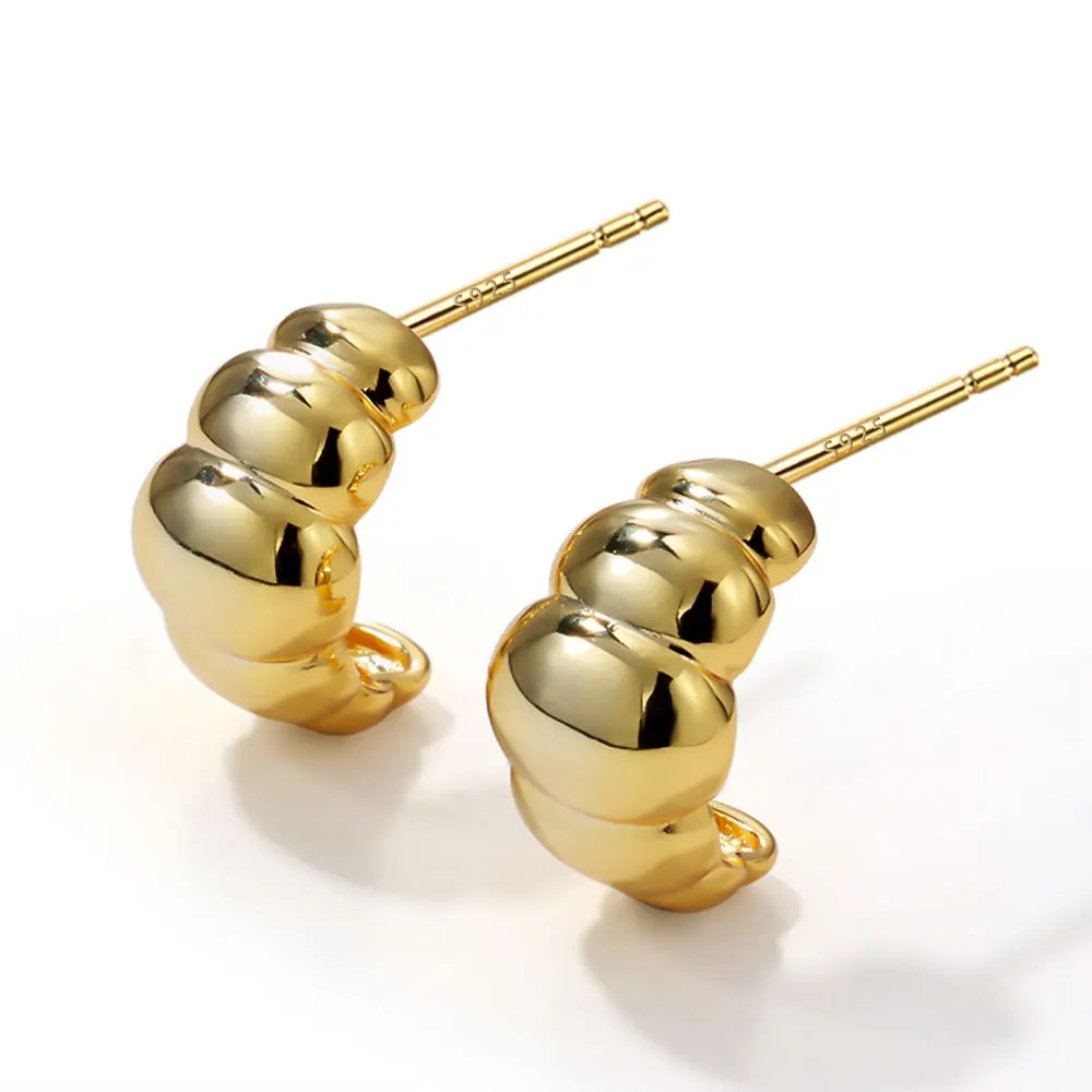 Vintage 18k Gold Plated Brass Rotation Geometry Earrings Jewelry for Women