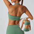 New Sexy Workout Gym Women's Halter Neck Sports Bra Yoga Crop Top Sports Bra for Women Yoga Fitness