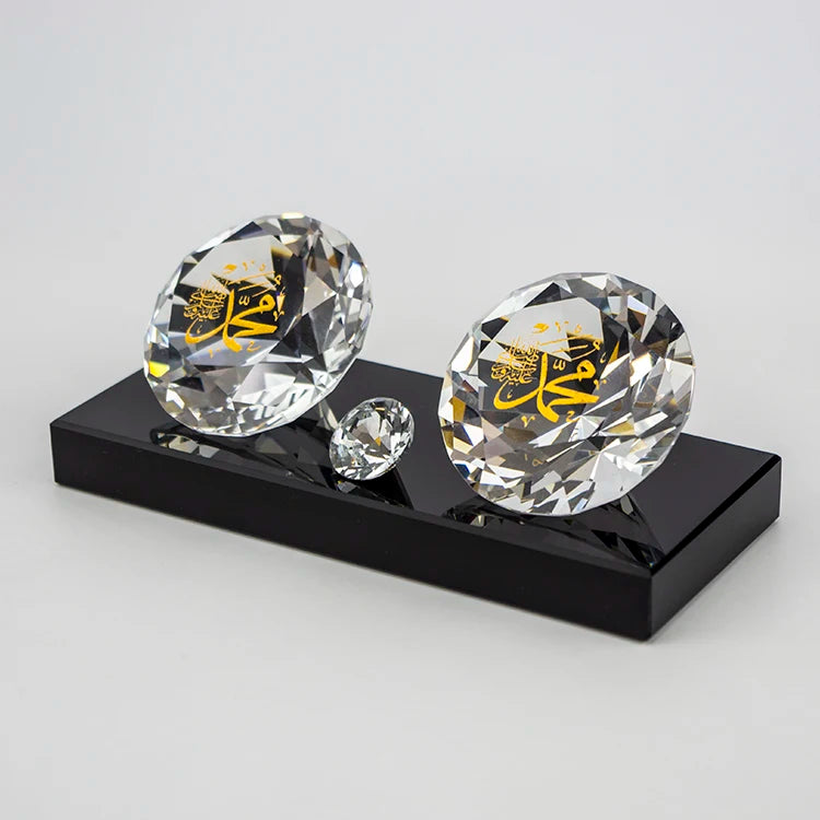 Factory Wholesale Golden Engraved Crystal Diamond Islamic Gift for Wedding Religious Gifts
