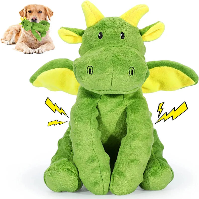Pet Squeaky Plush Toy Cartoon Green Dinosaur Boredom Companion Bite-resistant Sound Interactive Dog Toy