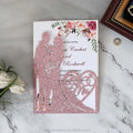Laser Cut Glitter  Marriage Invitation Cards Glitter Paper Invitations and Custom Laser Cut Glitter Wedding Invitation Cards