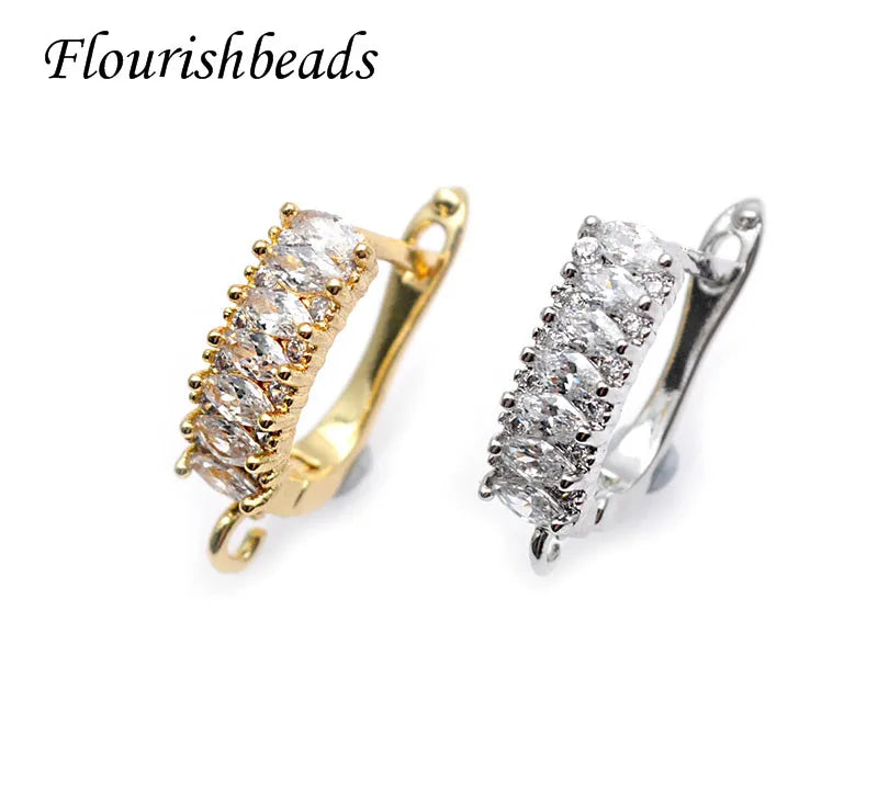 Fashion Silver Gold Plated Big CZ Claw Setting Hook Earring  Jewelry Accessories Earrings