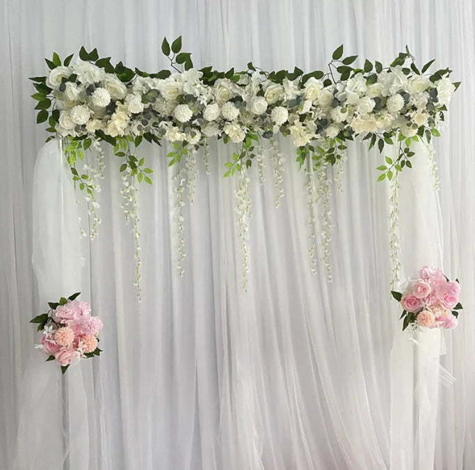 Hot Sale White Flowers Runner Backdrop Artificial Flower Table Runner Wedding Arch Flower for Wedding Party Decoration