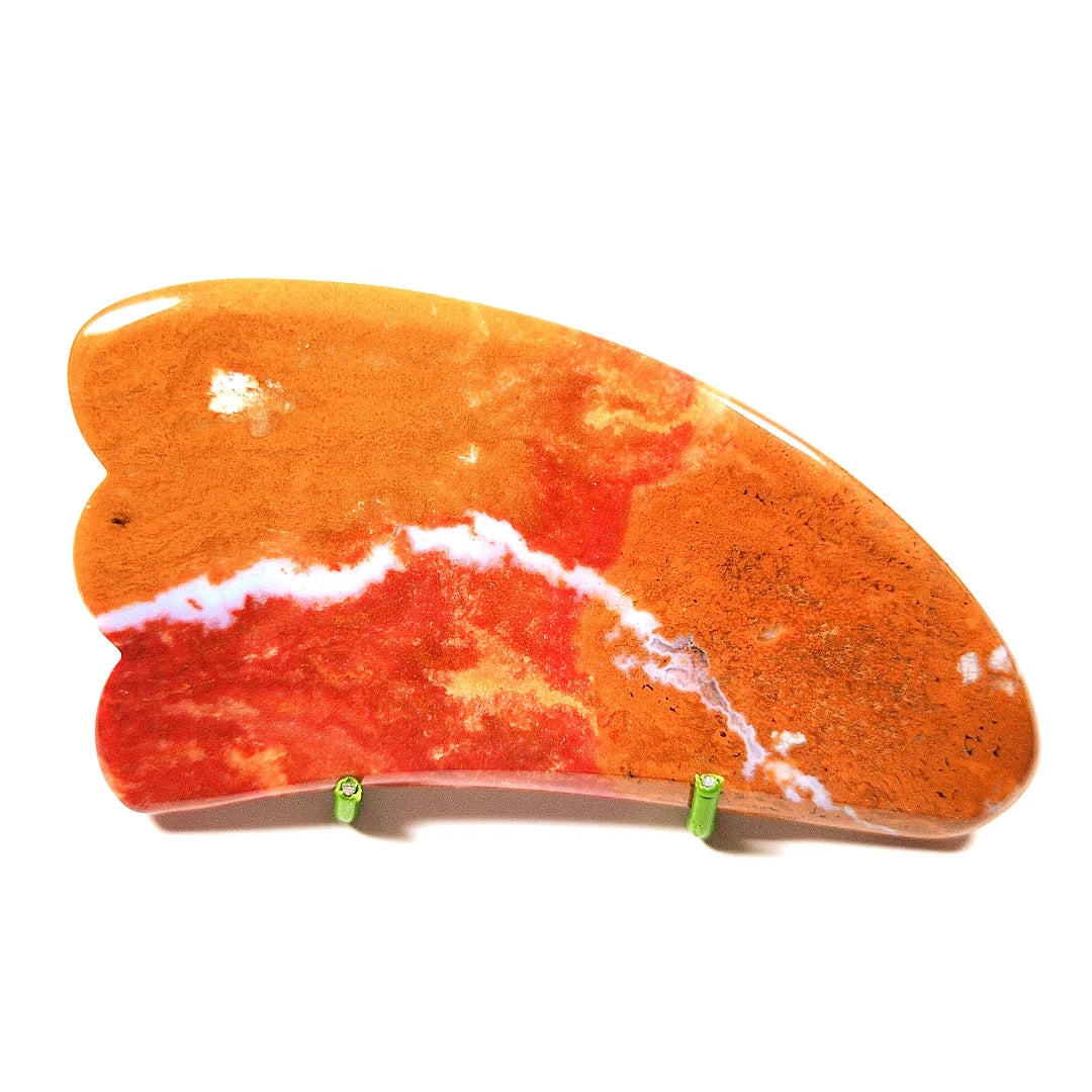 HY Factory Custom Logo Body Scraping Massage Tool Stone Facial Natural Claw Polished Mookaite Jasper Stone Face Gua Sha Board