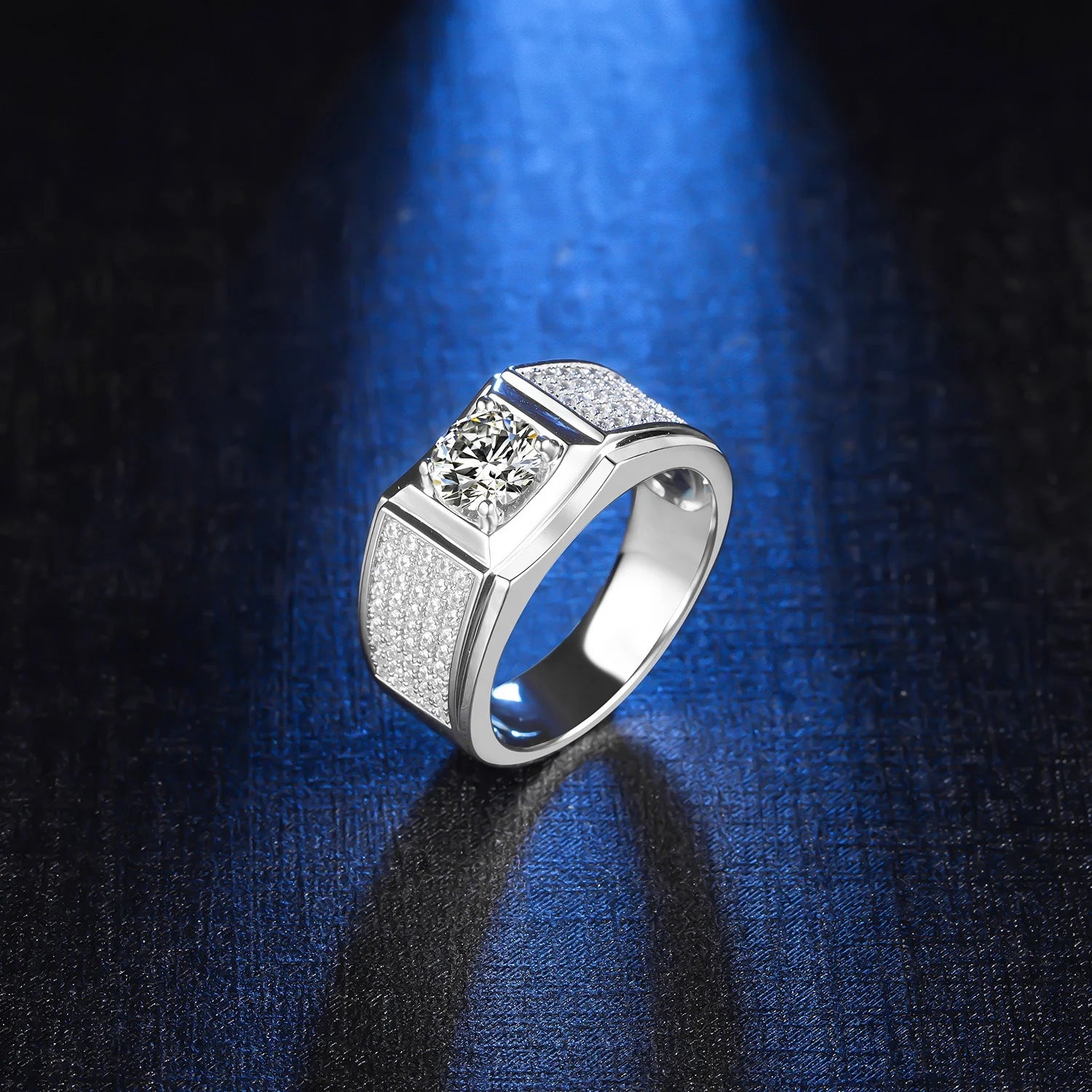 Abiding Luxury Design 925 Sterling Silver Moissanite Diamond Half Eternity Men Ring Jewelry for Engagement