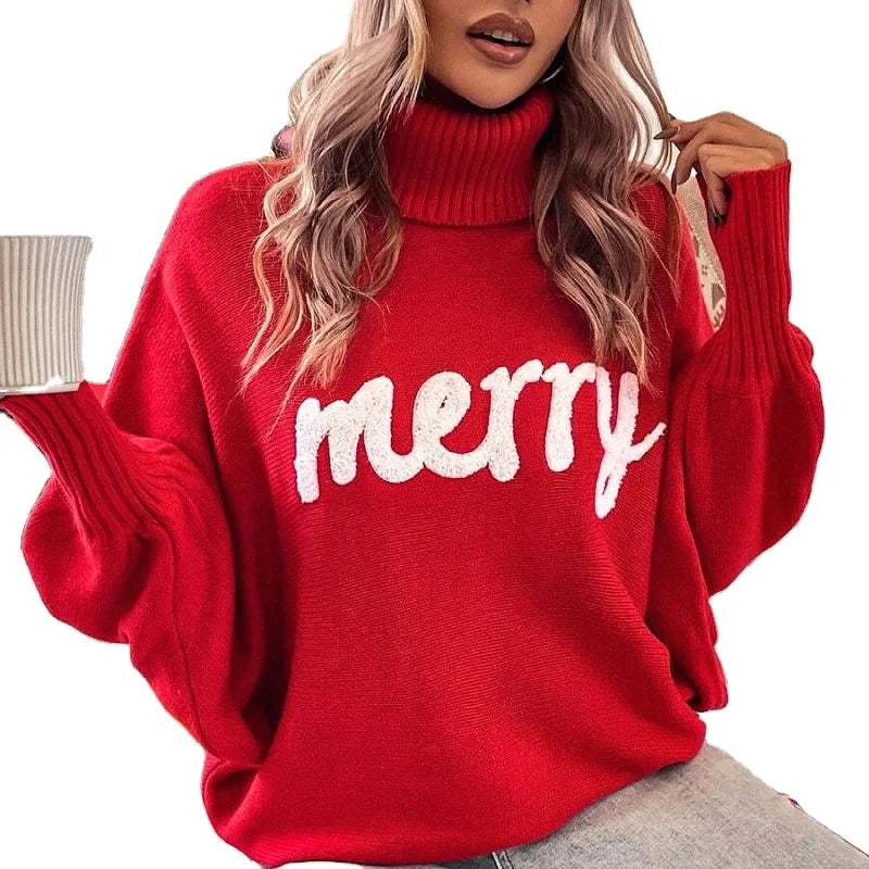 Wholesale Ugly Christmas Sweater Knit Women's Sweater Turtleneck Festival Fashion Holiday Sweater Christmas