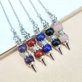 Mixed Gemstone Pendulum for Dowsing Radiesthesia Divination Natural Stone Crystal Quartz Onyx Pendant Pendule Pendulos Jewelry