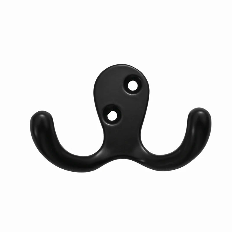 Ready to Ship Daili Modern Door Hook Hanger Zinc Alloy Simple Style Black Double Hangers Hook Towel Clothes Wall Mounted Hanger