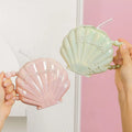 New Hot Selling Pearl Shell Shaped Ceramic Cup Pearl Glaze Creative Straw Cup