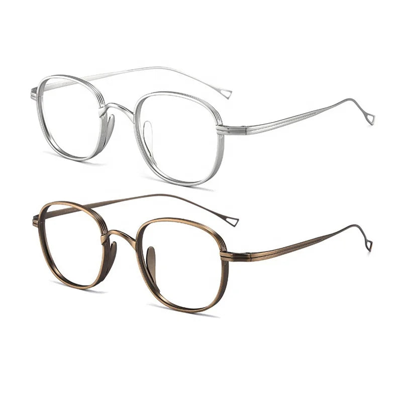 Latest Trendy Optical Eyeglasses Frame Pure Titanium Full Rim Square IP Color Coating Light Weight Unisex 8016