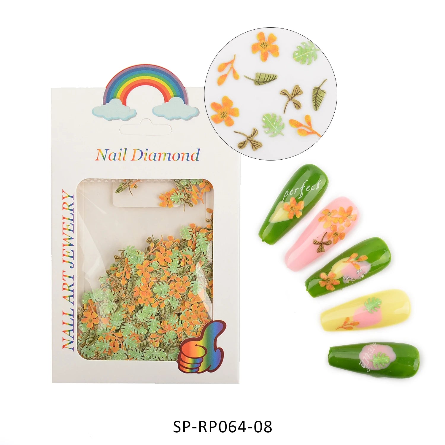 3D Nail Sticker Decals Maple Leaf Grass Nail Art Decorations Sliders Manicure Accessories Nails Decoraciones