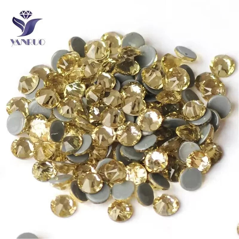 YANRUO Jonquil Color Hotfix Stone Manufacturer  2088 Crystal Glass Rhinestone 16 Cut Facets