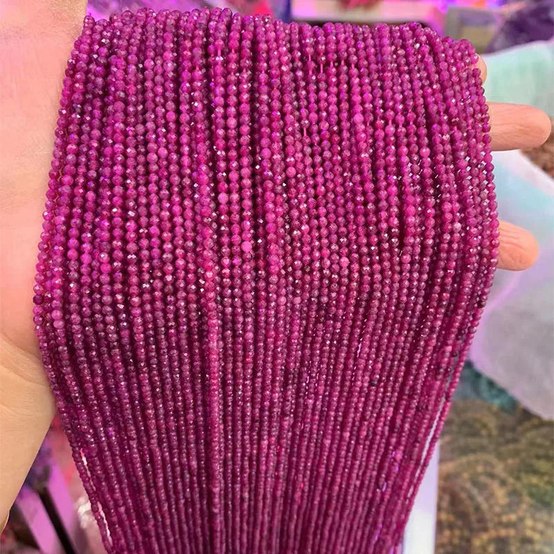 Red Ruby Natural Gemstone  Beads 2-5mm Faceted Cutting Loose Gems Ruby Beads for Jewelry Making