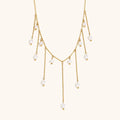Dingran N3616 316L Stainless Steel Tassel Necklace with Artificial Pearls Tassel Chic and Durable Jewelry