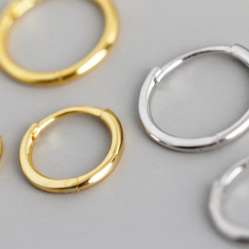 Wholesale Minimalist 925 Sterling Silver Vermeil Hoop Earring 1.3mm Wire Slim Huggie Earrings for Women