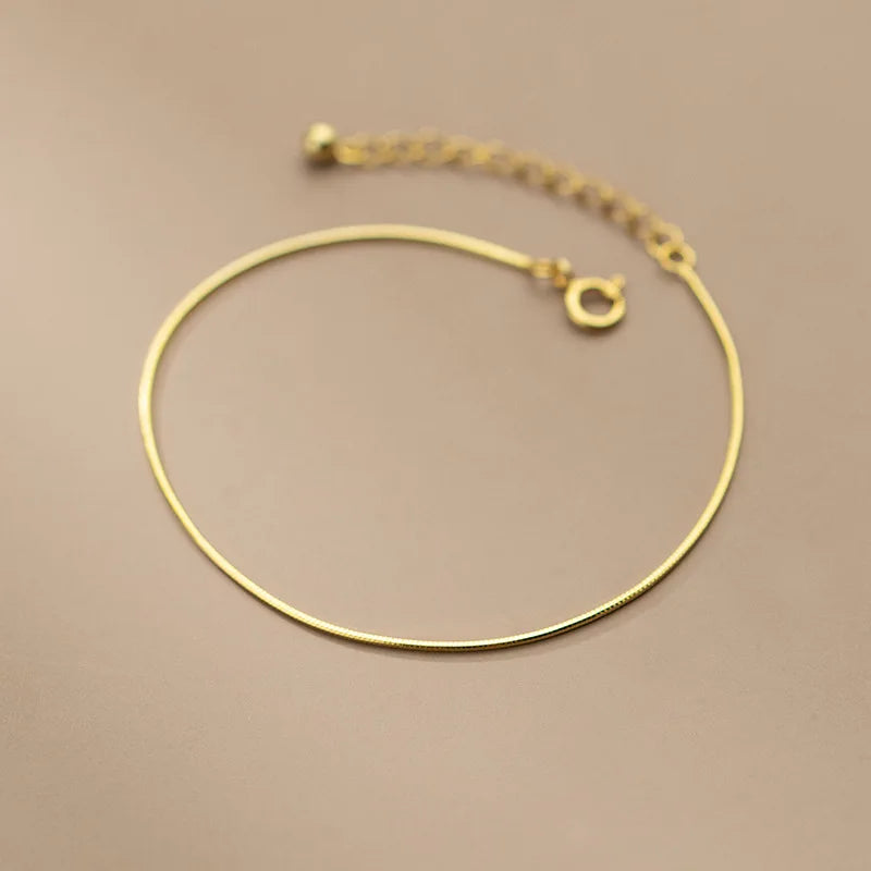 925 Silver Minimalist Simple Snake Bone Chain Bead Gold Plated Bracelets Fashion Jewelry Bracelets for Women