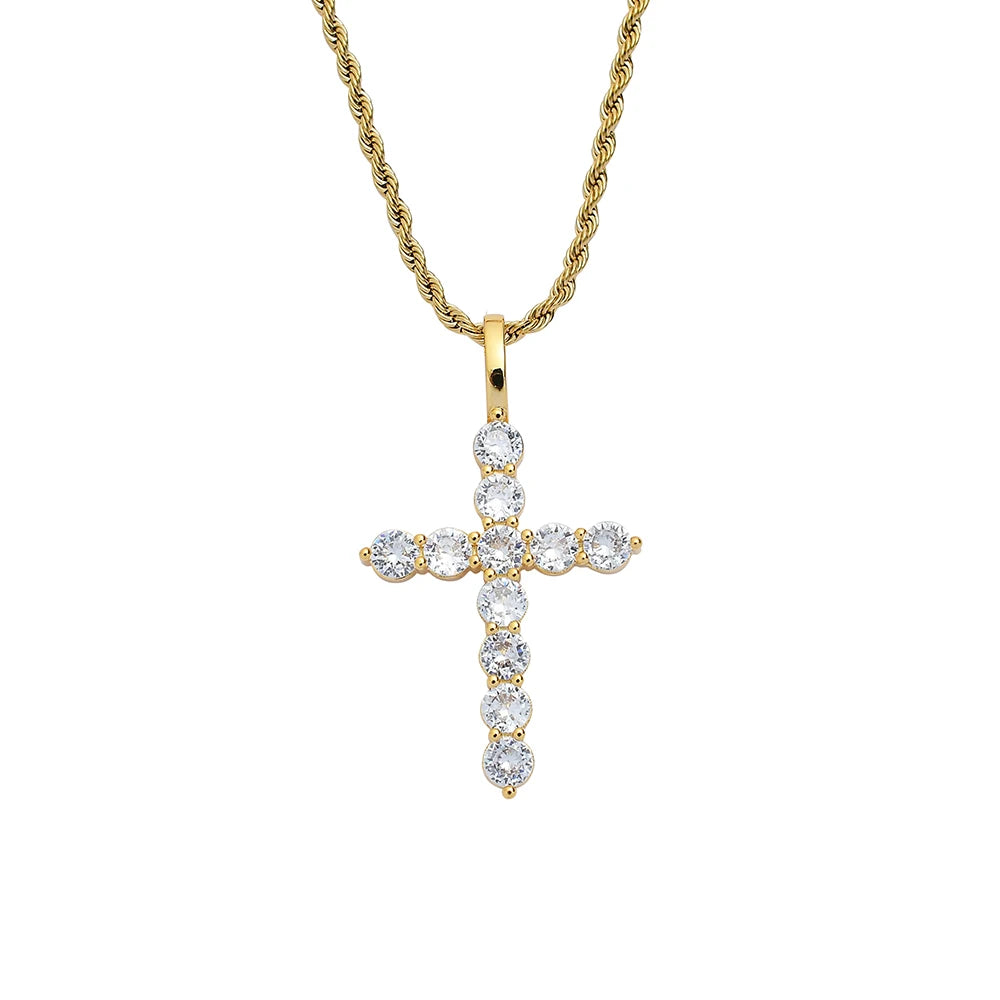 CN290 Hip Hop Cross Pendant Brass Micro Pave with AAA Zircon Stone Necklace Jewelry for Men Women