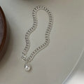 Punk Style 925 Sterling Silver Charm Freshwater Pearl Link Chain Bracelet for Women 2024 New