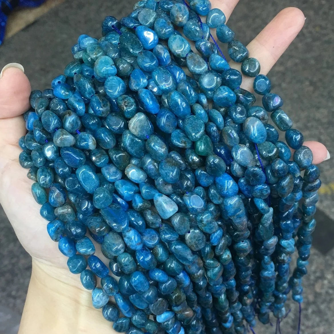 Natural 8-10mm Apatite Irregular Shape Beads Healing Energy Gravel Pebble Gemstone for Jewelry Making 15\" Strand