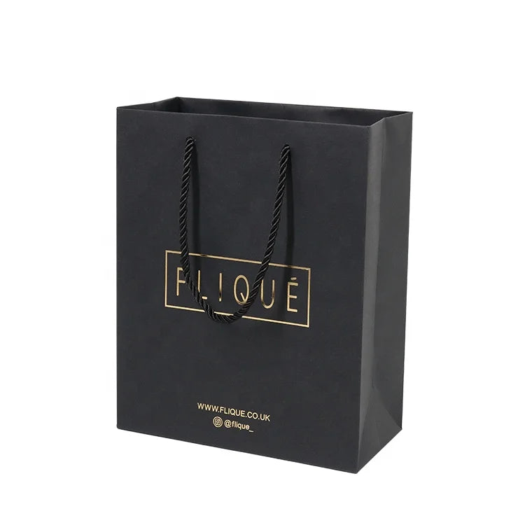China Manufacturers Personalised Luxury Boutique Giftbag Packaging Custom Black Paper Thank You Gift Bags With Logo Print