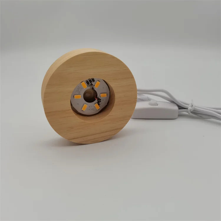 Wholesale Modern 3D Crystal Ball Display Stand LED Night Light Beech Wood Base Dimmable Warm White USB Powered for Living Room