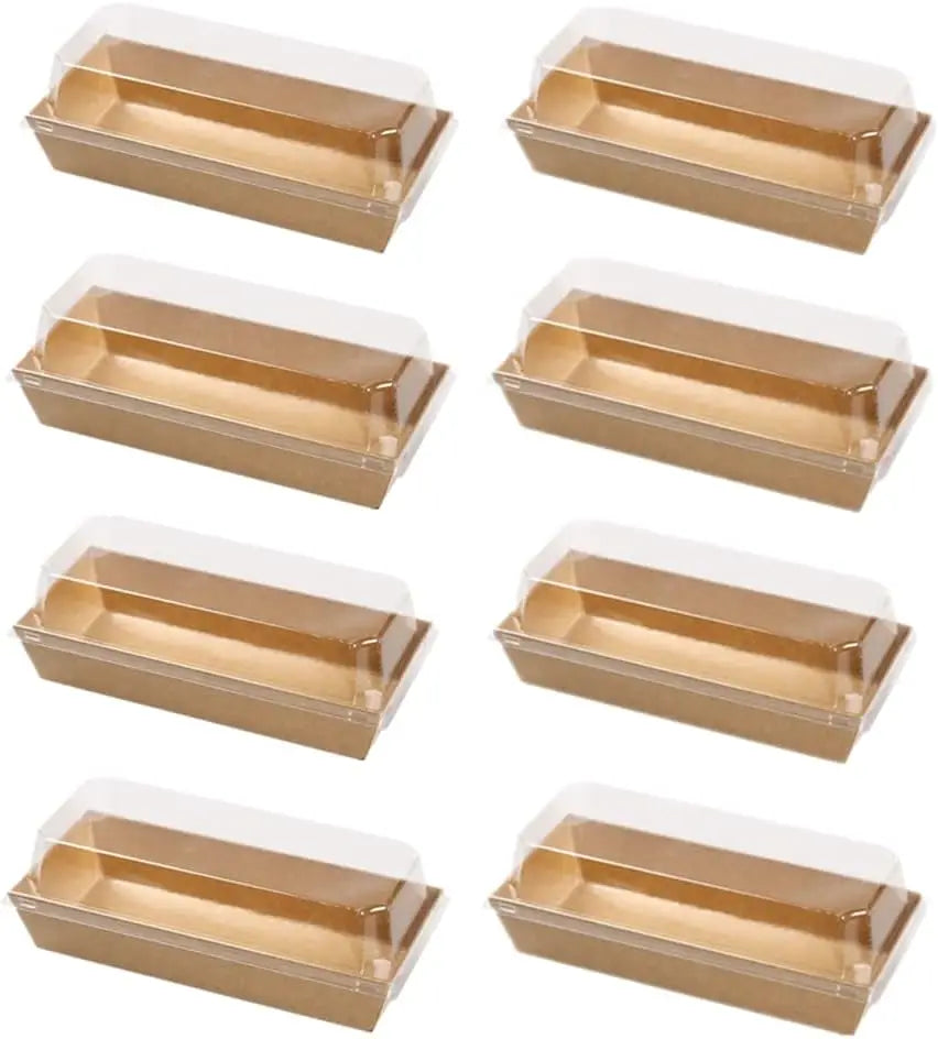 Disposable Biodegradable Sushi Boxes Kraft Color Food Packages Rectangular Shape Sushi Box Take Away