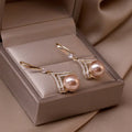 AA016016 Korean Style Pearl Jewelry Women Diamond Geometric Ear Hook Baroque Dangle Earrings Girls Jewelry