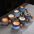 Customisable Kiln Change Ceramic Mug Coffee Cup with Wooden Handle Creative Office Tea Cup Personalized Household Milk Cup