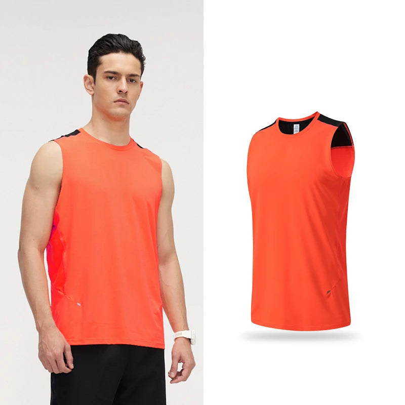New Summer Quick Dry Sleeveless Running Training Sports Tank Top Gym Breathable Fitness Basketball Marathon Tracksuit for Men