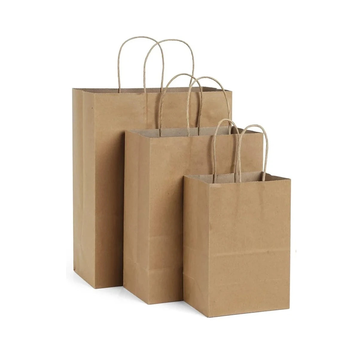Factory Price Recyclable Printed Your Own Logo Kraft Gift Tote Packaging 21*14*19 Brown Retail Colored Paper Shopping Bags