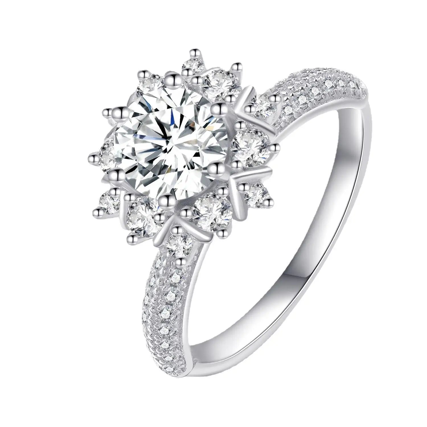 Flower Moissanite Promise Ring for Women 925 Sterling Silver Waterproof Jewelry 1Carat Moissanite Engagement Ring