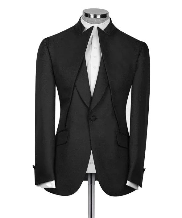 Special Design Black Men Suits Set 2 Pieces Jacket Pant Design Casual Men Business Formal Wear Prom Party Suits Blazer Pants