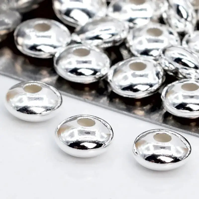 GP Rondelle Saucer Beads Shiny Silver S925 Round UFO Beads for Permanent Jewelry Bracelet Making Wholesale Price Supplies