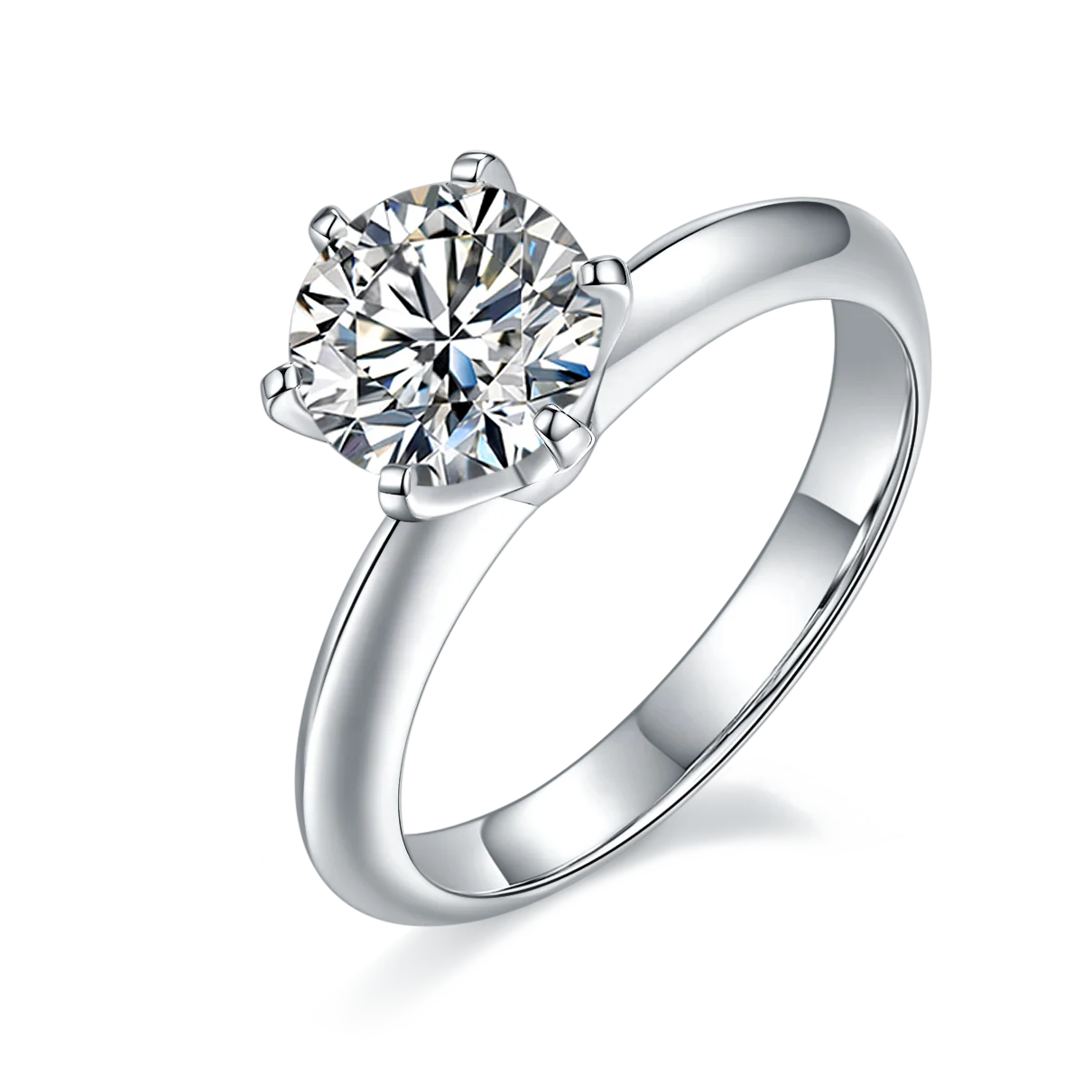 Classic S925 Sterling Silver D Color VVS Moissanite 1.5ct Circular Diamond White Gold Plated Wedding Engagement Rings