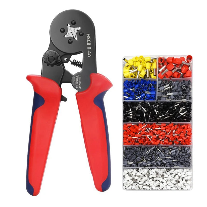 Terminal Crimping Pliers Tool Kit Crimper Ferrule Crimping Tool Pliers Set with 1800 Terminals Kit