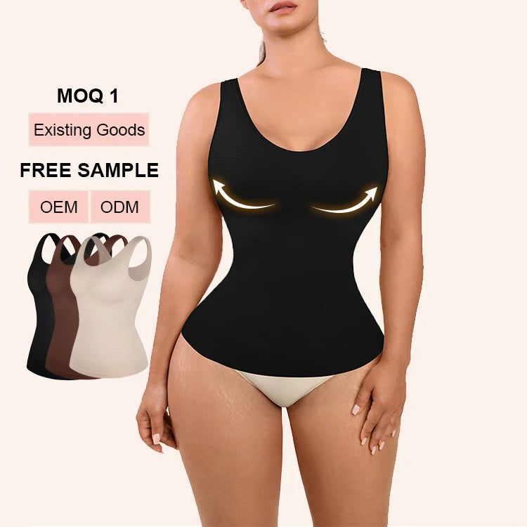 HEXIN Wholesale in Stock Tummy Control Breathable High Waist Women Tops Seamless Shapewear