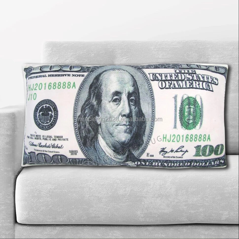 High Standard Queen Bed Medium Density Pillow Cover Custom Printed Money Dollar Cushions With Logo Pillow Case