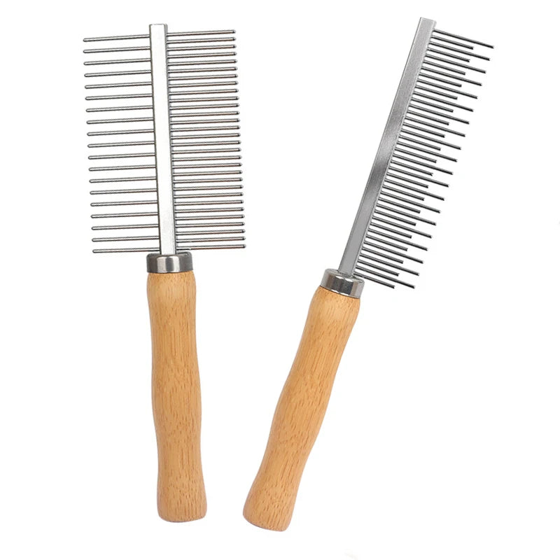 Long and Short Metal Teeth Pet Metal Needle Comb Dog Detangling Combs Cat Beauty Combs