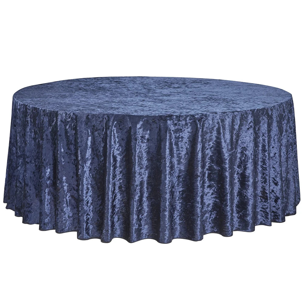 Wholesale 120" Navy Blue Green Crushed Velvet Round Tablecloth Nonwoven Technics for Dining Wedding & Party Events Decorations