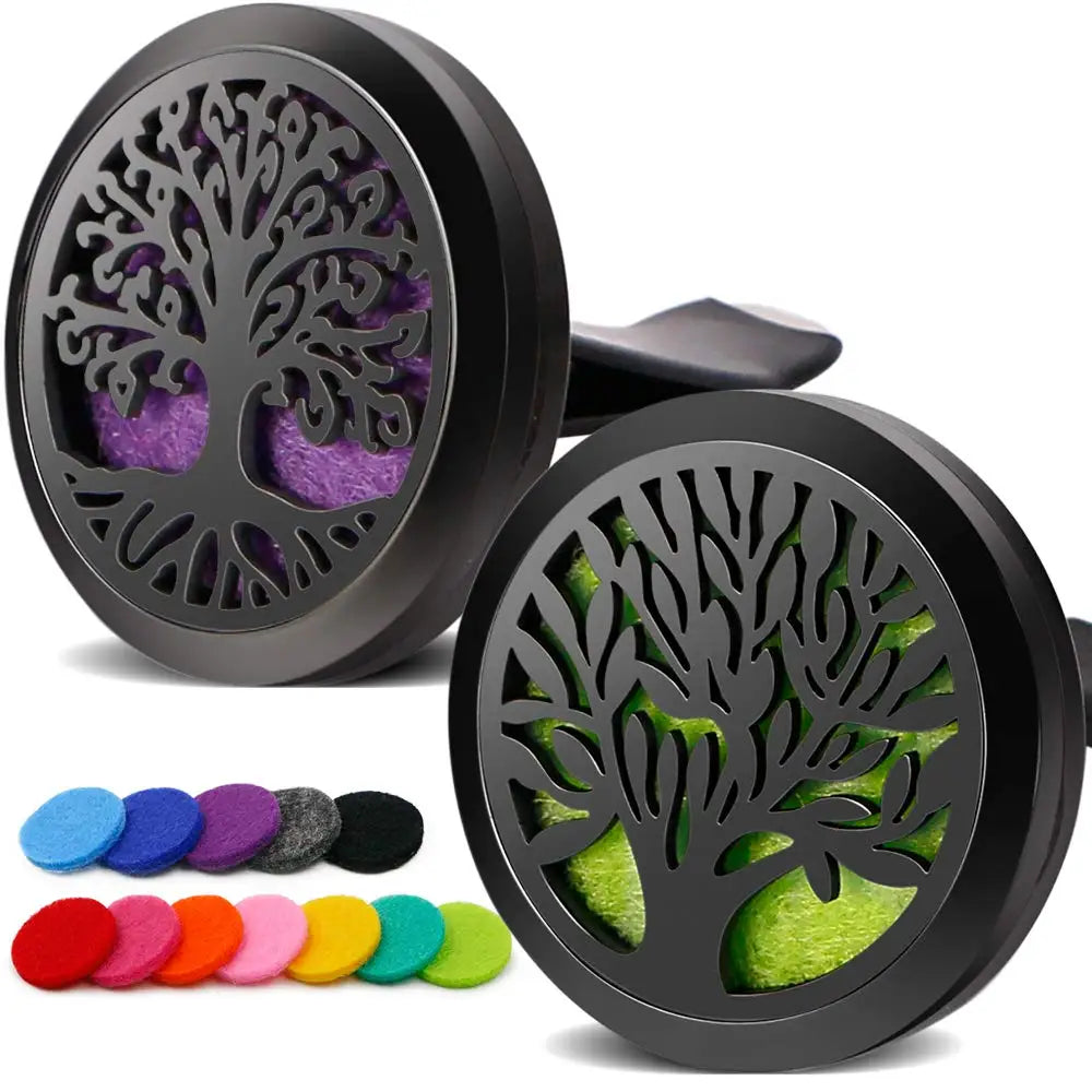 Magnetic Plain Diffuser 316L Stainless Steel Black Tree of Life Car Diffuser Aromatherapy Essential Oil  Air Freshener
