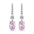 Fashion Jewelry 5A+ Pink Oval Crushed Ice Cubic Zirconia Diamond Drop Hoop Earrings