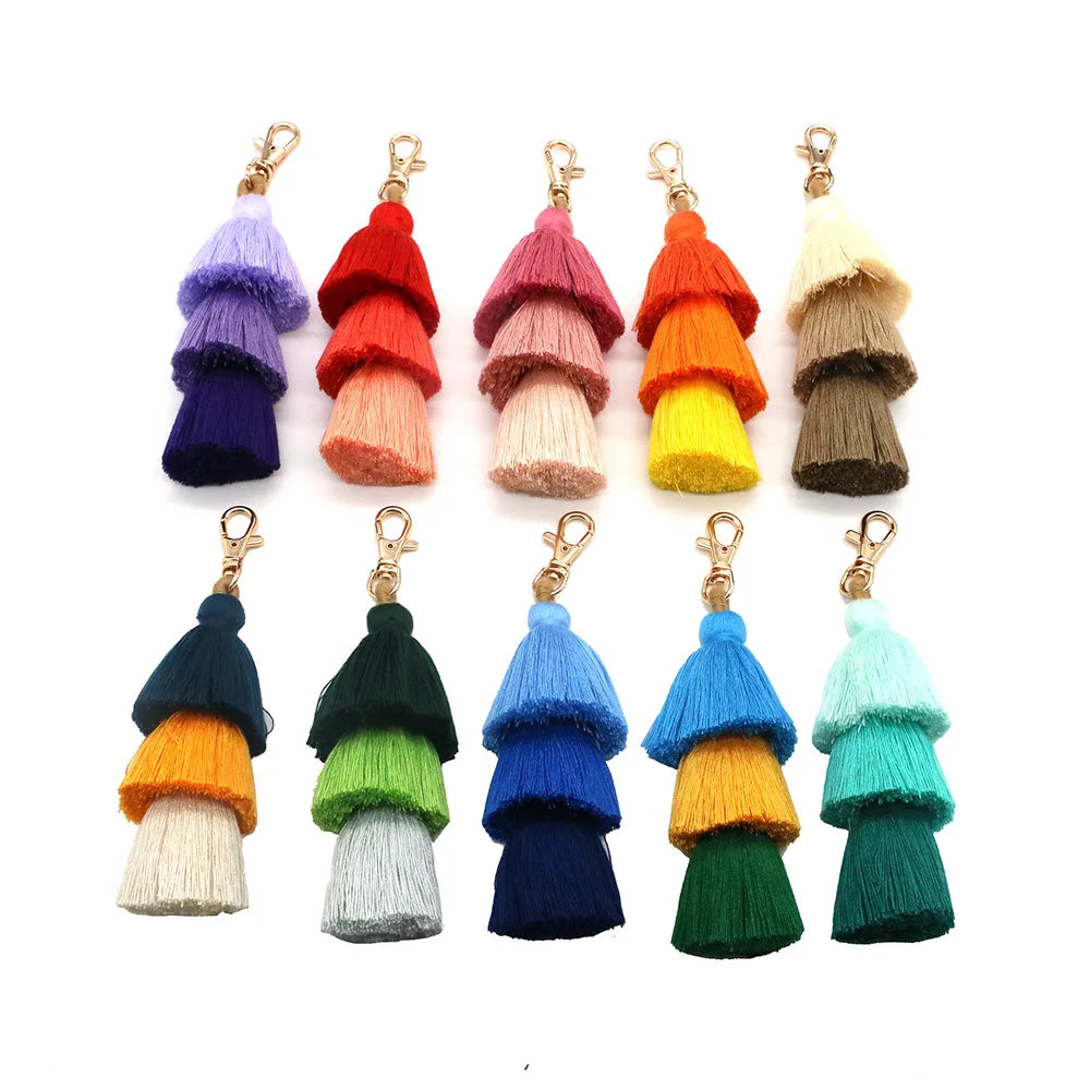 Factory Direct Sales New Style Handmade Cotton Rope Tassel Keychain Colorful Tassel Pendant Bag Decoration