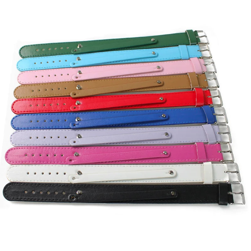 Wholesale 18mm PU Leather Bracelet for Women Slide Letter Charms Jewelry Making Strap Wristband Bracelet Men Pet Collar Keychain