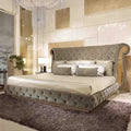 Factory Direct Custom Light Luxury Modern Extendable Soft King Size Chesterfield Bed with Genuine Leather Upholstery
