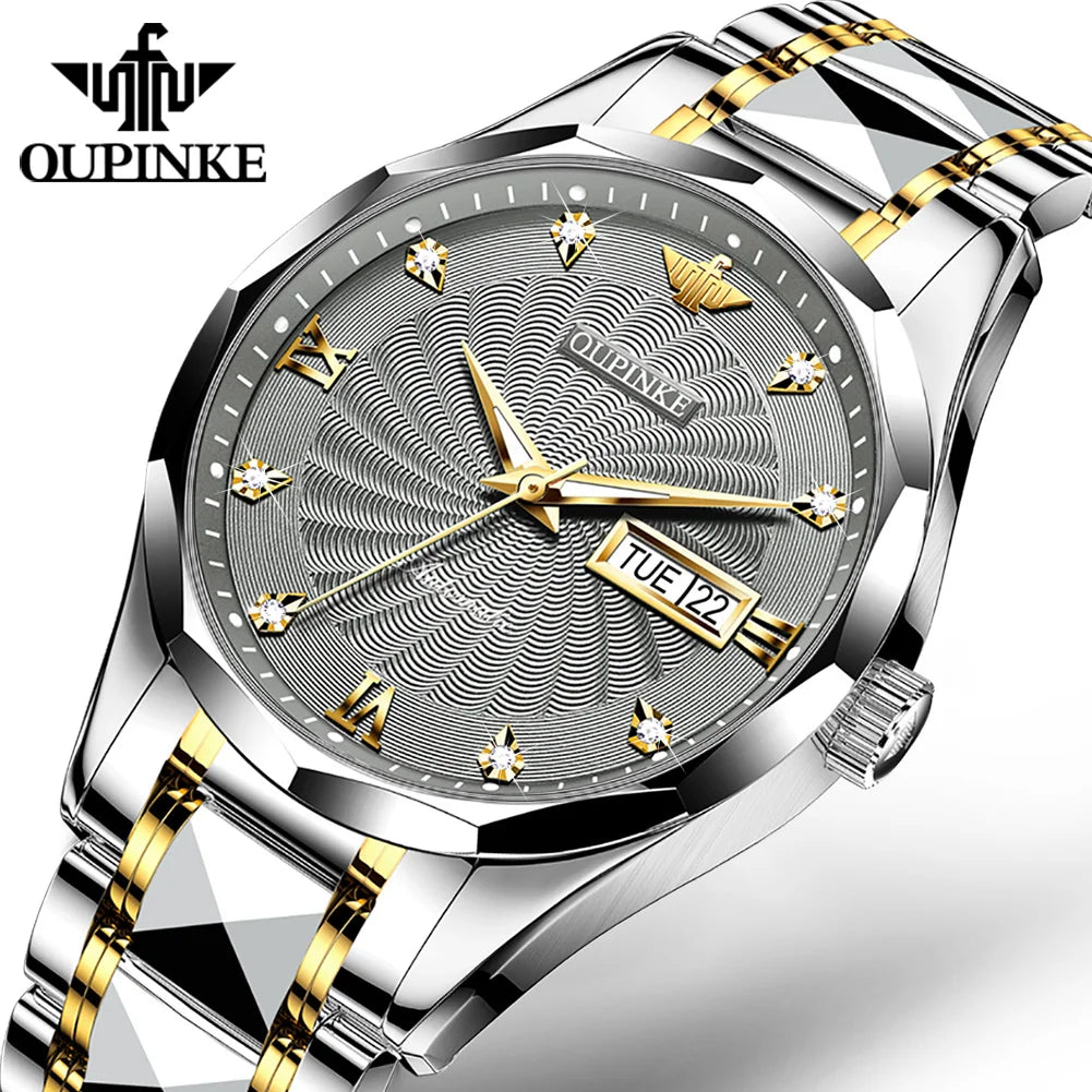 For Oupinke 3169 Men's Stainless Steel Mechanical Watch Luxury Brand with Luminous Feature for Formal Dress & All Day Wear